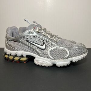 Mens VTG NIKE Air Zoom Spiridon Cage 2 Metallic Silver Athletic Shoes / Size 8.5